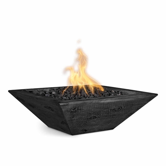Maya Wood Grain Concrete Fire Bowl by The Outdoor Plus - Free Cover Included