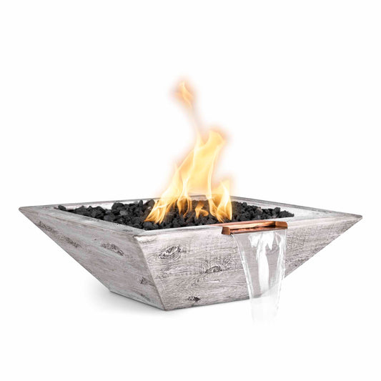 Maya Wood Grain Concrete Fire & Water Bowl by The Outdoor Plus - Free Cover Included