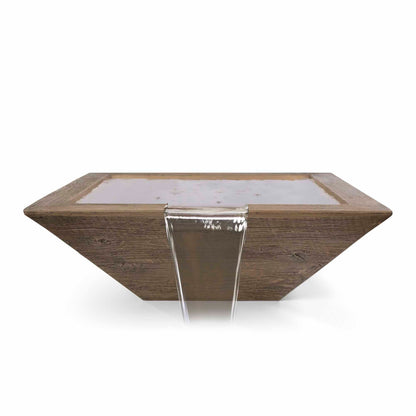 Maya Wood Grain Concrete Water Bowl by The Outdoor Plus - Free Cover Included