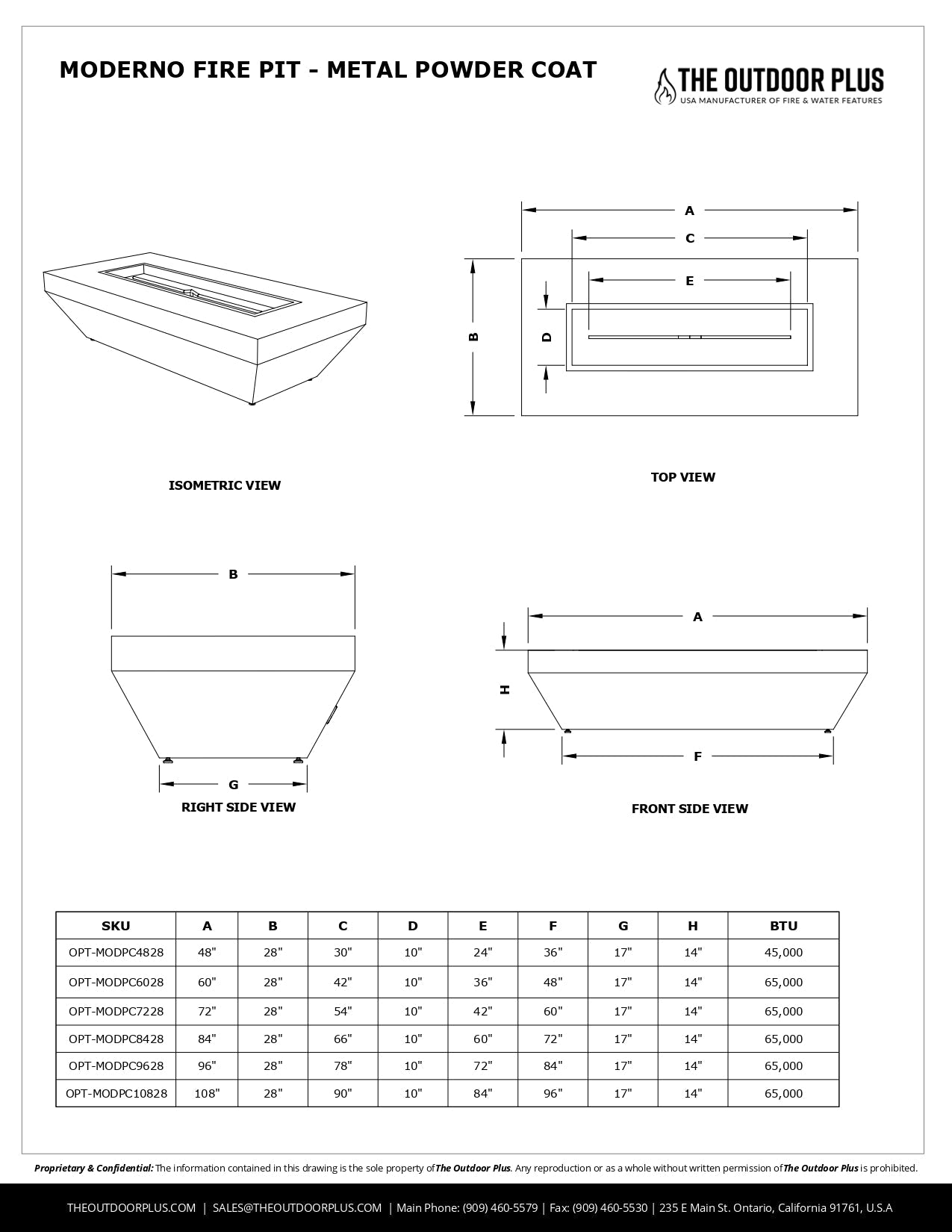 Moderno Metal Fire Pit by The Outdoor Plus - Free Cover Included