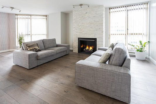 Monessen Lo-Rider 36" Clean Face Vent Free Gas Firebox With Multi-tonal Gray Stacked Traditional Fiber Interior Panels