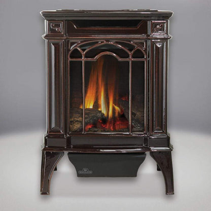 Napoleon Arlington 19" Porcelain Majolica Brown Direct Vent Cast Iron Gas Stove With Electronic Ignition