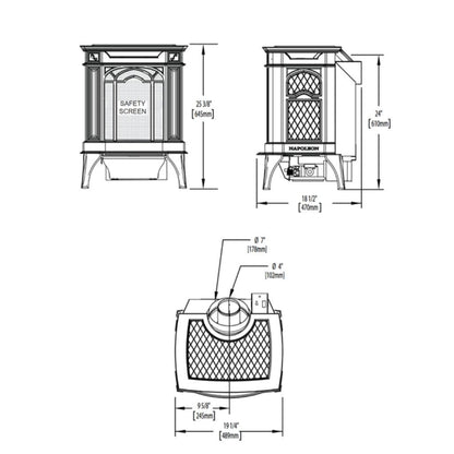 Napoleon Arlington 19" Porcelain Majolica Brown Direct Vent Cast Iron Gas Stove With Electronic Ignition