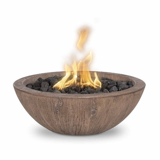 Sedona Wood Grain Concrete Fire Bowl by The Outdoor Plus - Free Cover Included
