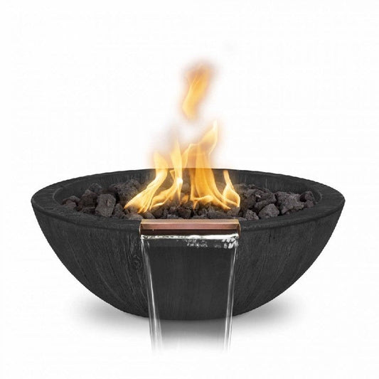 Sedona Wood Grain Concrete Fire & Water Bowl by The Outdoor Plus - Free Cover Included