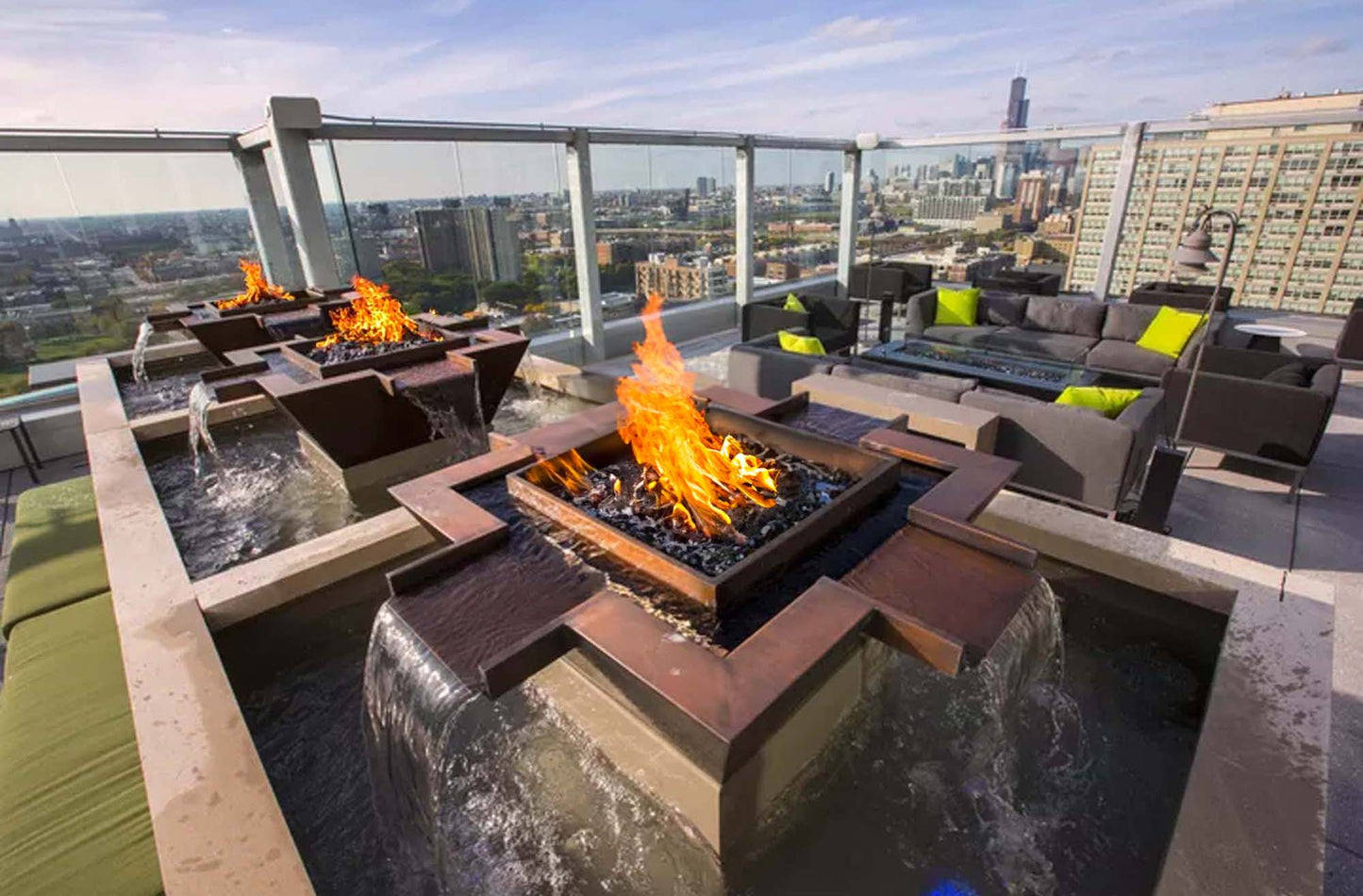Olympian Square 4-Way Copper Fire & Water Bowl by The Outdoor Plus - Free Cover Included