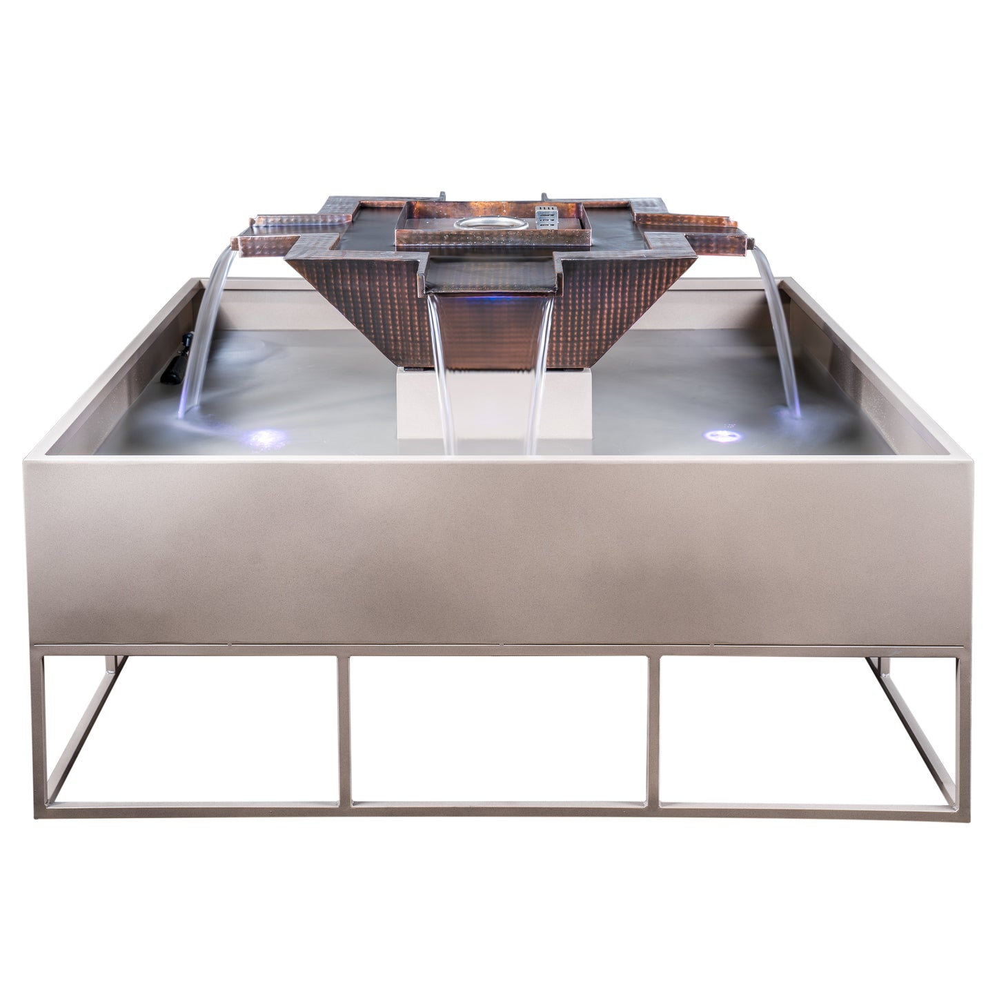Olympian Square 4-Way Copper Fire & Water Bowl by The Outdoor Plus - Free Cover Included