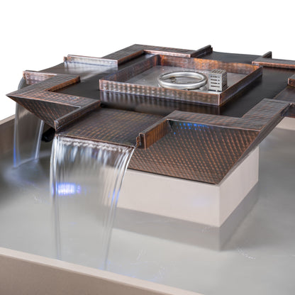 Olympian Square 4-Way Copper Fire & Water Bowl by The Outdoor Plus - Free Cover Included