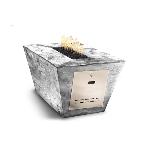Plymouth Rectangular Wood Grain Concrete Fire Pit by The Outdoor Plus - Free Cover Included