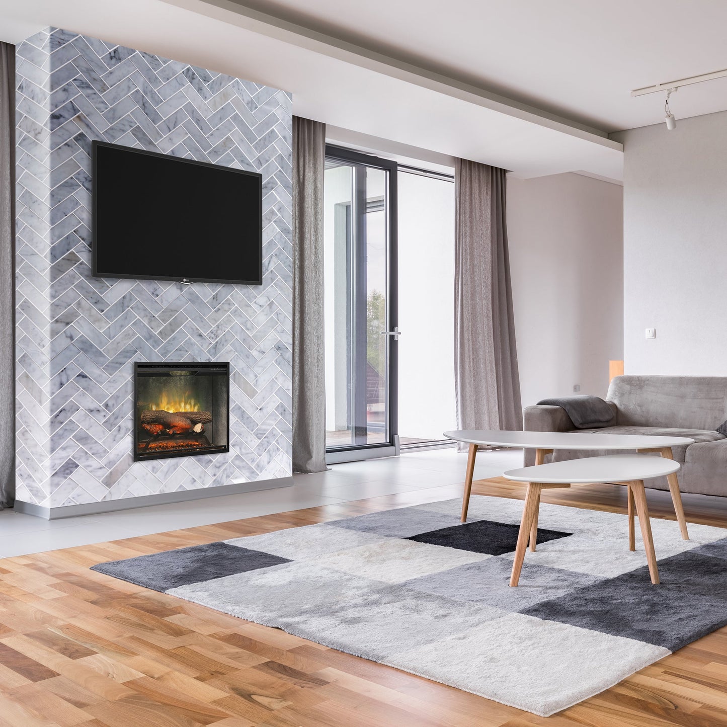 Dimplex Revillusion 24" Built-in Electric Firebox With Weathered Concrete Interior