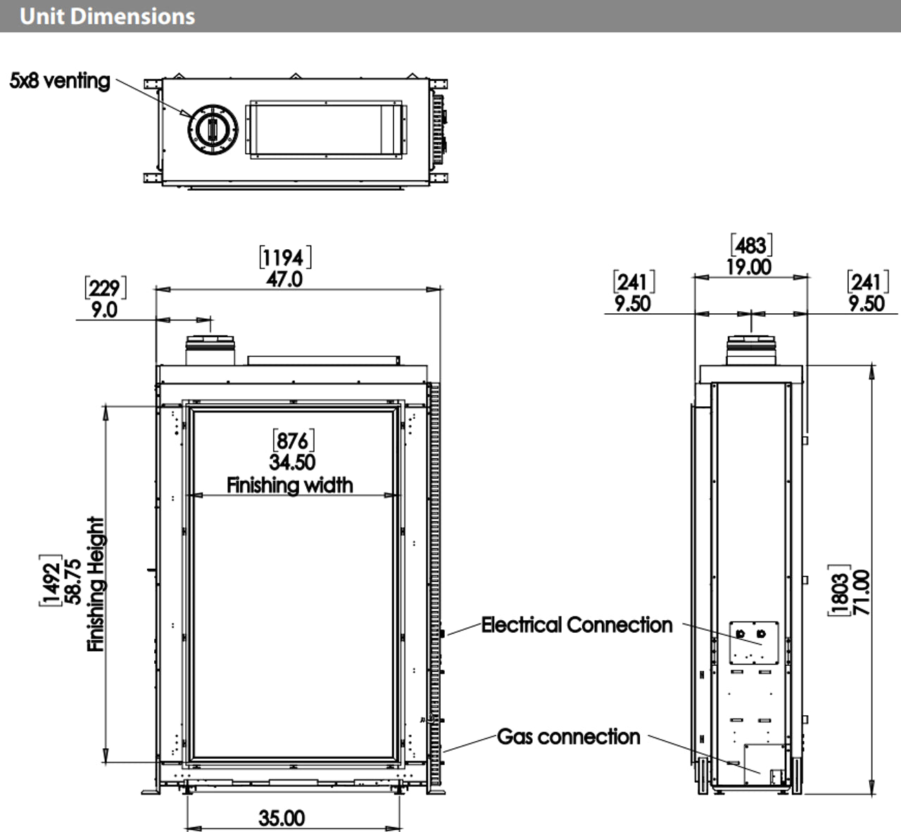 Urbana U33 Tall Gas Fireplace