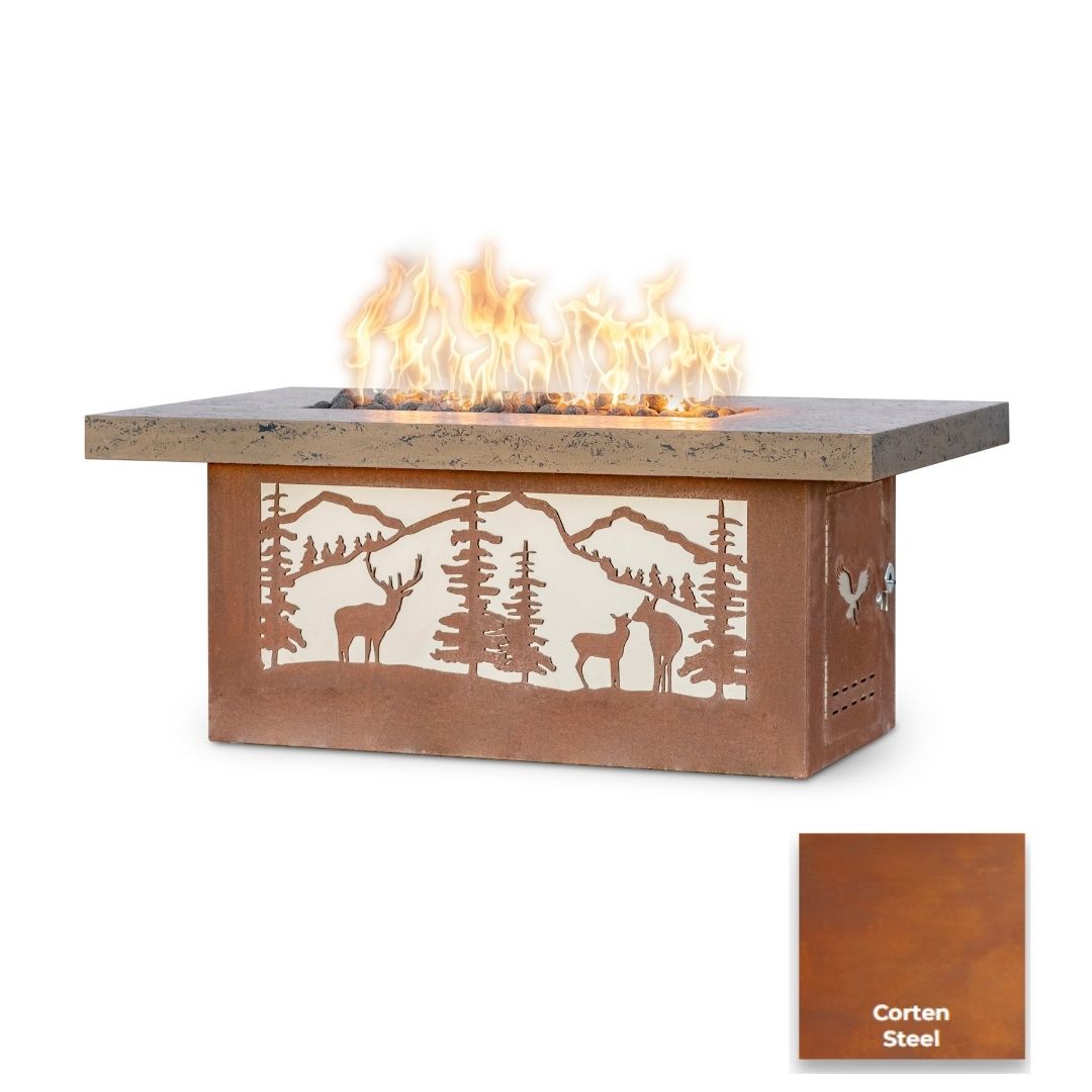 Rectangle Outback Fire Pit - Cattle Ranch Design by The Outdoor Plus - Free Cover Included