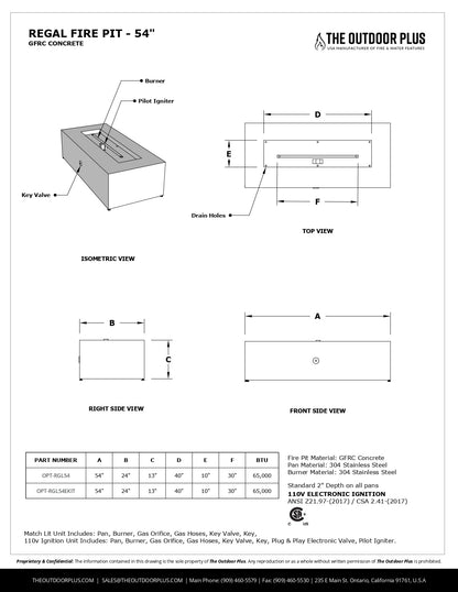 Regal Concrete Fire Pit by The Outdoor Plus - Free Cover Included