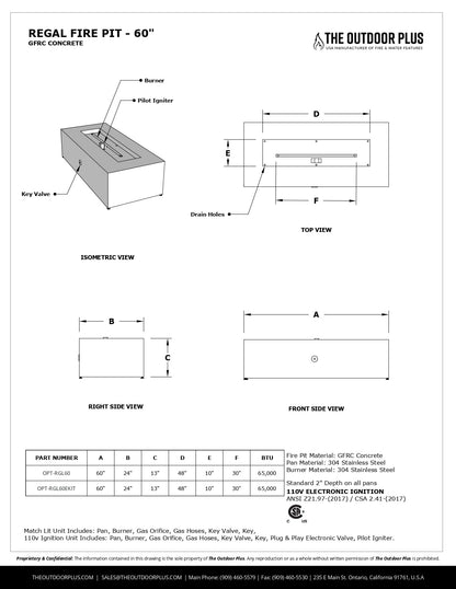 Regal Concrete Fire Pit by The Outdoor Plus - Free Cover Included