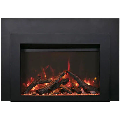 Sierra Flame by Amantii Insert Series 30" Electric Fireplace Insert With Black Steel Surround and Overlay