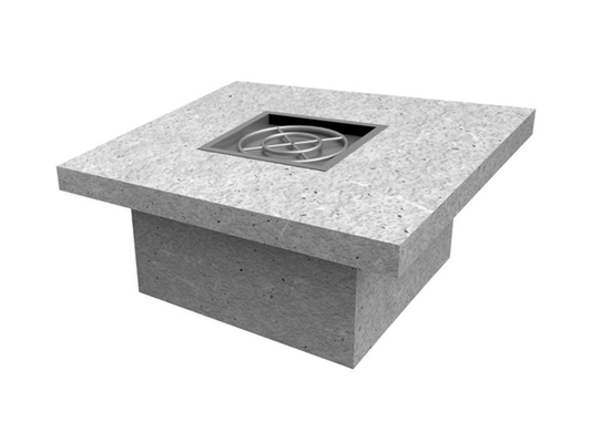 Square Gas Fire Table Kit - Ready-to-Finish - 84" x 84" x 24" by The Outdoor Plus - Free Cover Included
