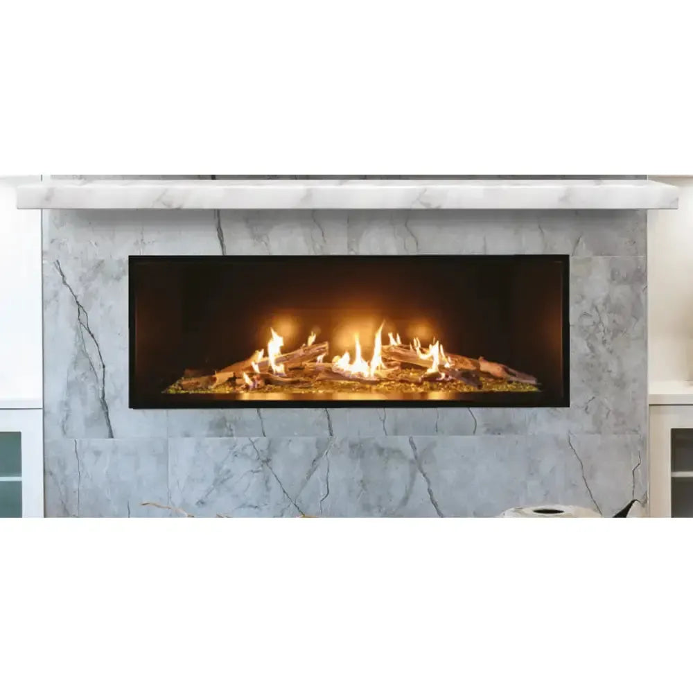 Summit Open Luxury Fireplaces Summit Linear w/ Bedrock Gas Fireplace