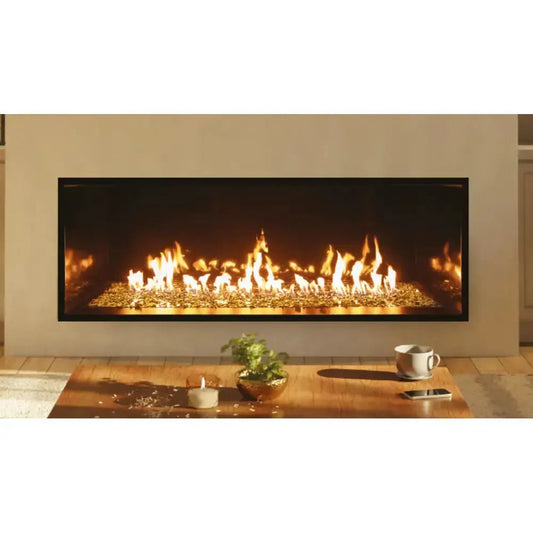 Summit Open Luxury Fireplaces Summit Linear w/ Bedrock Gas Fireplace