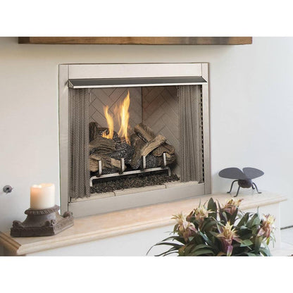 Superior VRE3236 36" Traditional Outdoor Vent-Free Natural Gas Fireplace With Electronic Ignition and White Stacked Refractory Panels