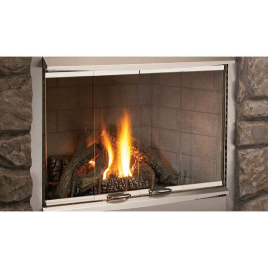 Superior VRE4336 36" Traditional Outdoor Vent-Free Propane Gas Fireplace With Electronic Ignition and White Herringbone Refractory Panels