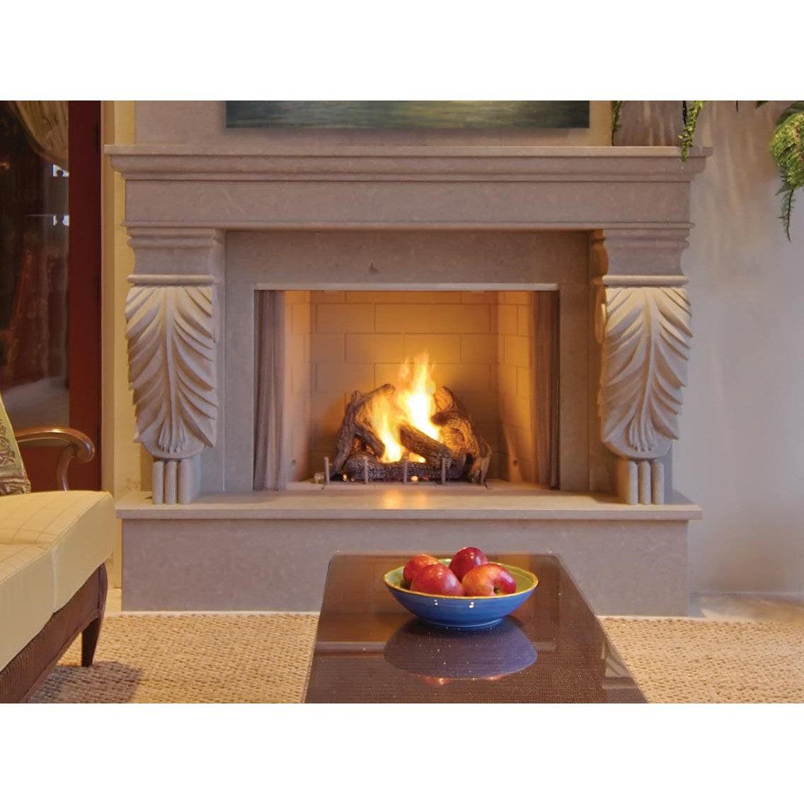 Superior VRE4336 36" Traditional Outdoor Vent-Free Propane Gas Fireplace With Electronic Ignition and White Herringbone Refractory Panels