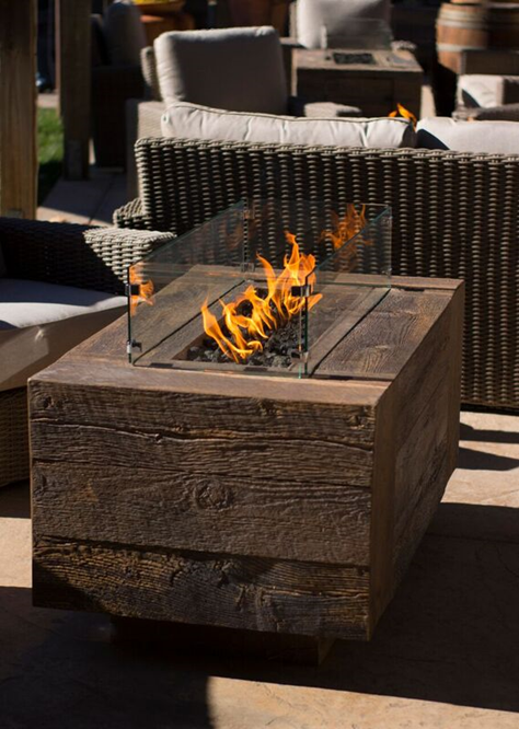 Catalina Wood Grain Fire Pit by The Outdoor Plus - Free Cover Included
