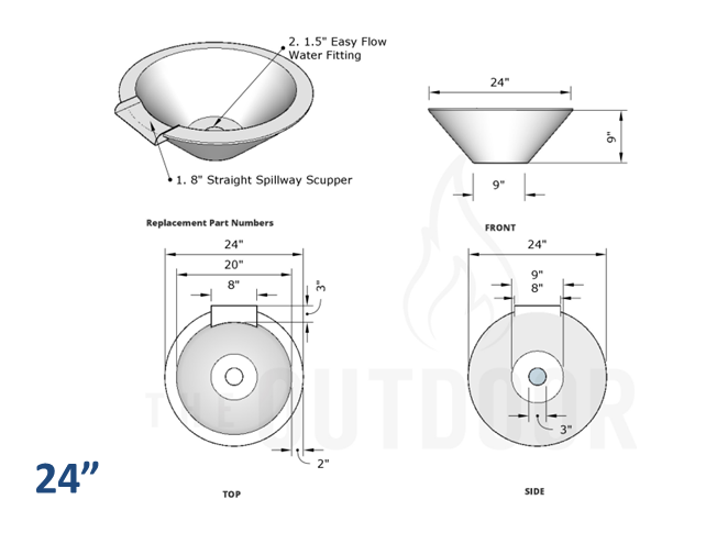 Cazo Concrete Water Bowl by The Outdoor Plus - Free Cover Included