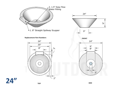 Cazo Concrete Water Bowl by The Outdoor Plus - Free Cover Included