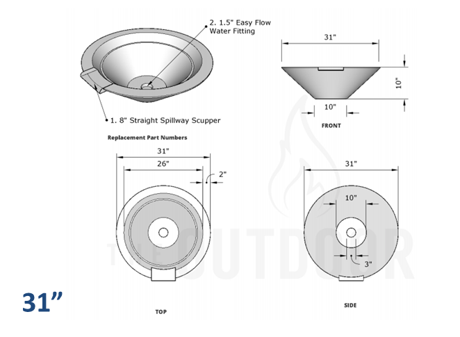 Cazo Concrete Water Bowl by The Outdoor Plus - Free Cover Included