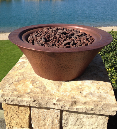 Cazo Hammered Copper Fire Bowl by The Outdoor Plus - Free Cover Included