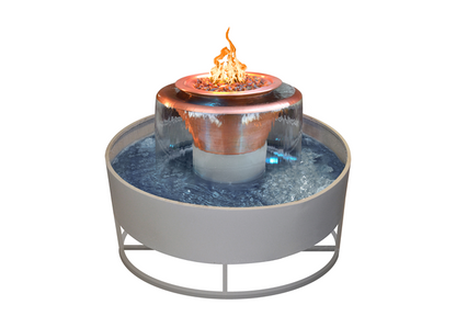 Olympian Round 360° Copper Fire & Water Bowl by The Outdoor Plus - Free Cover Included