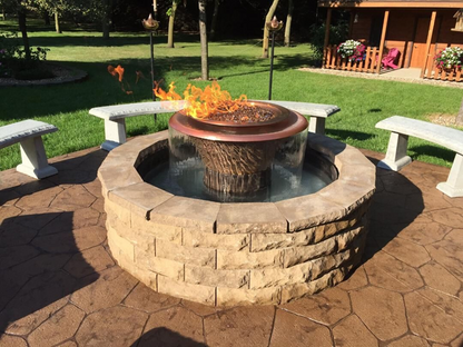 Olympian Round 360° Copper Fire & Water Bowl by The Outdoor Plus - Free Cover Included