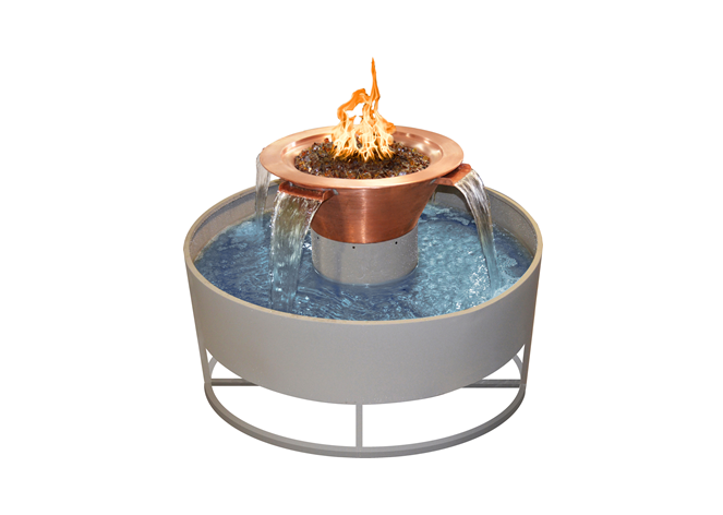 Olympian Round 4-Way Copper Fire & Water Bowl by The Outdoor Plus - Free Cover Included