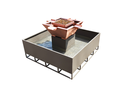 Olympian Square 4-Way Copper Fire & Water Bowl by The Outdoor Plus - Free Cover Included