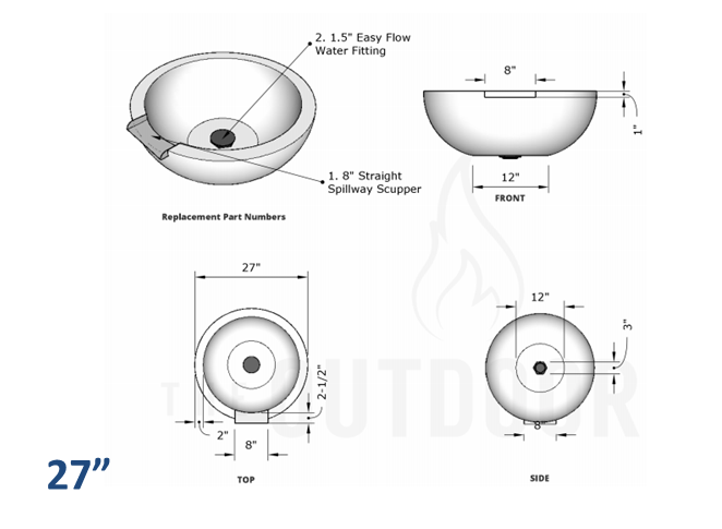 Sedona Concrete Water Bowl by The Outdoor Plus - Free Cover Included