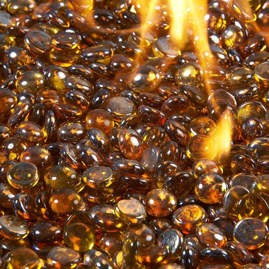 The Outdoor GreatRoom Company Amber Tempered Fire Glass Gems - 25 lb kit