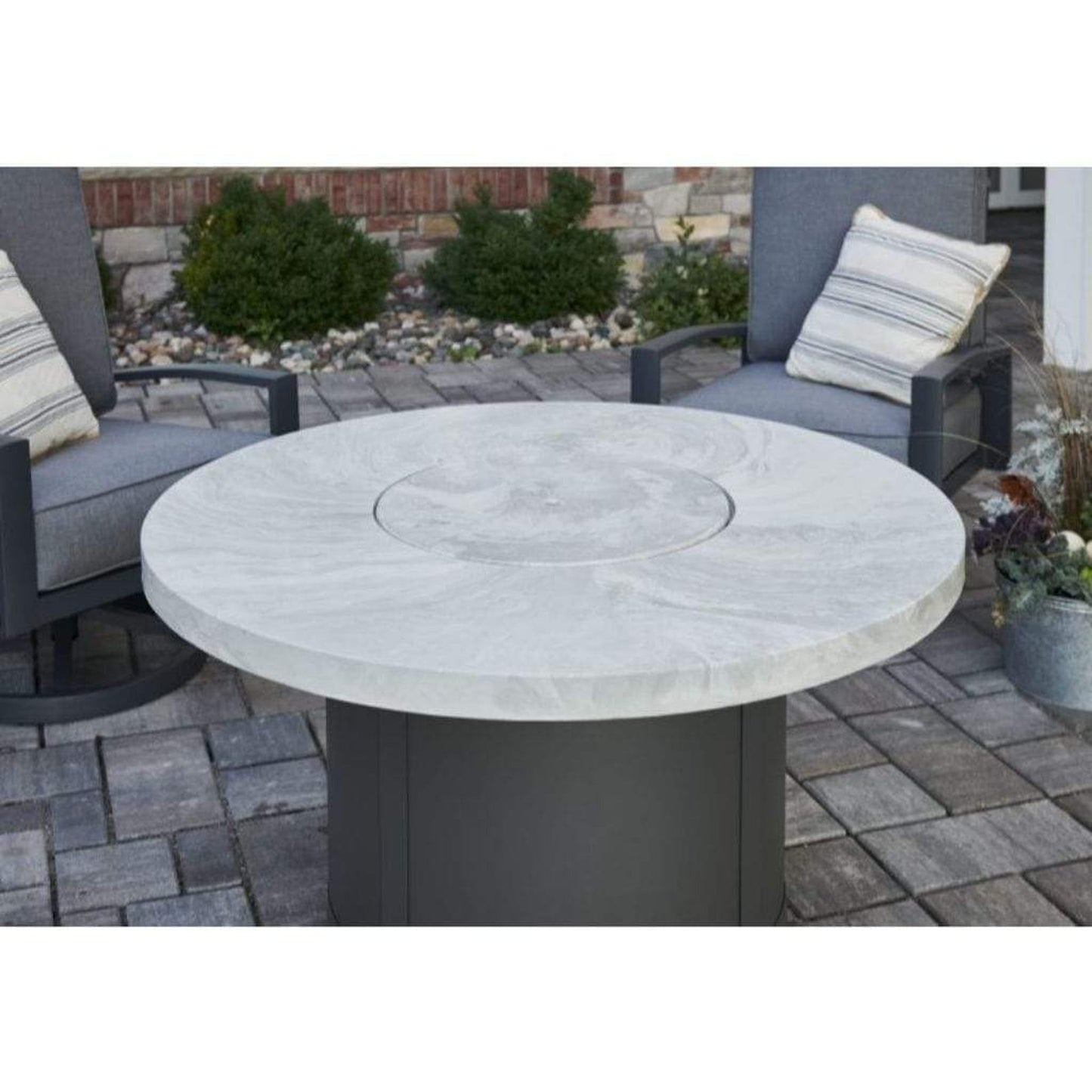 The Outdoor GreatRoom Company Beacon 48" Marbleized Noche Round Gas Fire Pit Table