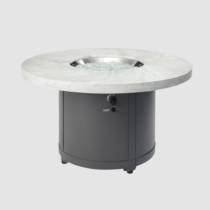 The Outdoor GreatRoom Company Beacon 48" White Onyx Round Gas Fire Pit Table