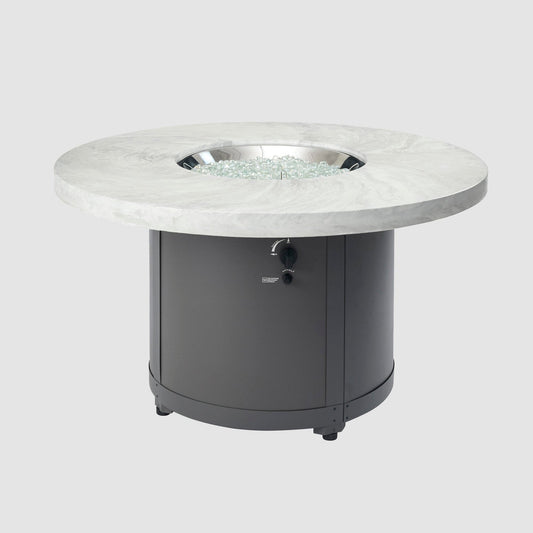 The Outdoor GreatRoom Company Beacon 48" White Onyx Round Gas Fire Pit Table