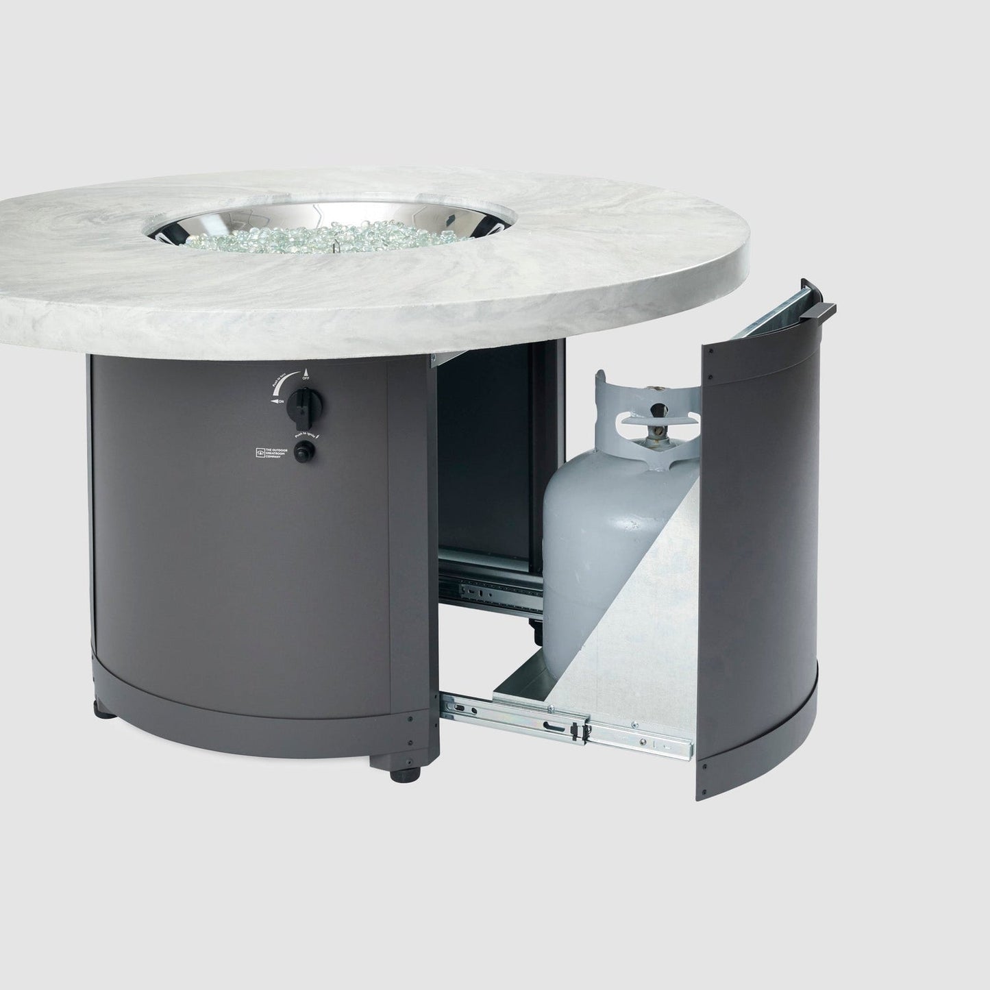The Outdoor GreatRoom Company Beacon 48" White Onyx Round Gas Fire Pit Table