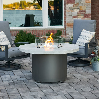 The Outdoor GreatRoom Company Beacon 48" White Onyx Round Gas Fire Pit Table