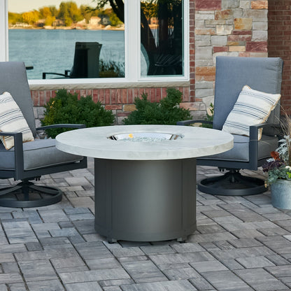 The Outdoor GreatRoom Company Beacon 48" White Onyx Round Gas Fire Pit Table