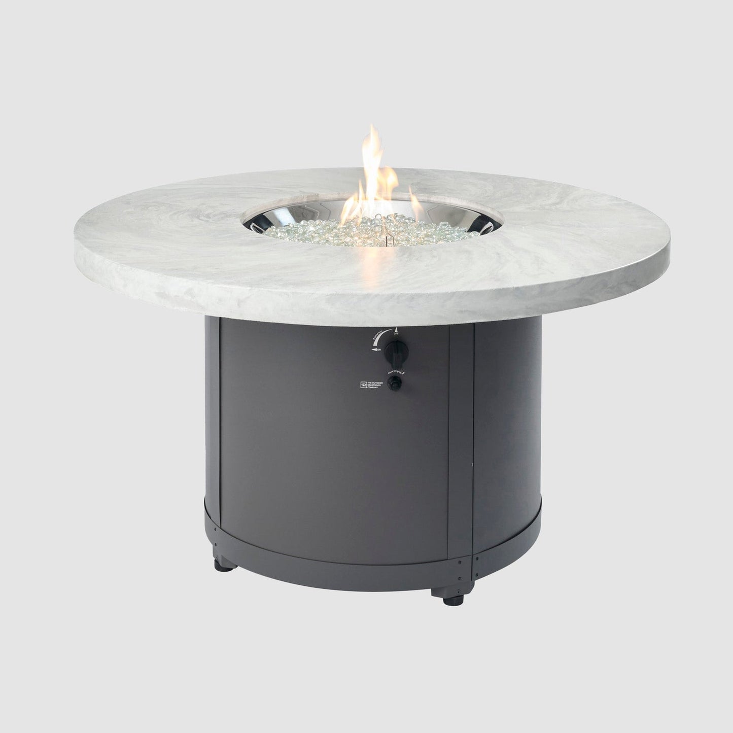 The Outdoor GreatRoom Company Beacon 48" White Onyx Round Gas Fire Pit Table