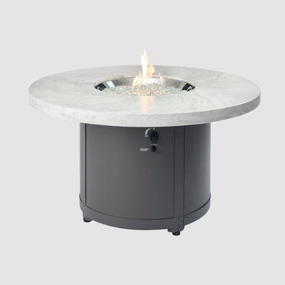 The Outdoor GreatRoom Company Beacon 48" White Onyx Round Gas Fire Pit Table