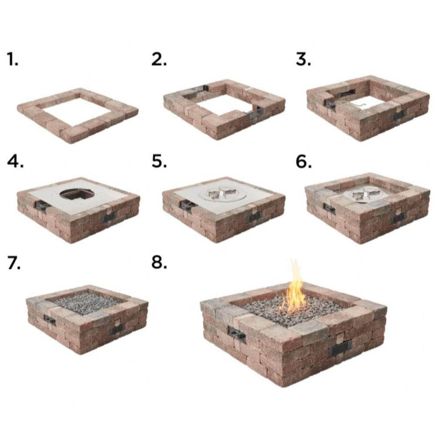 The Outdoor GreatRoom Company Bronson 51" Square Block Gas Fire Pit Kit