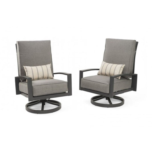The Outdoor GreatRoom Company Cast Slate Lyndale Highback Swivel Rocking Chairs