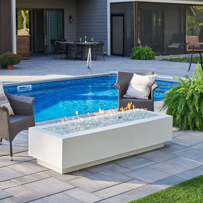 The Outdoor GreatRoom Company Cove 72" White Linear Gas Fire Table