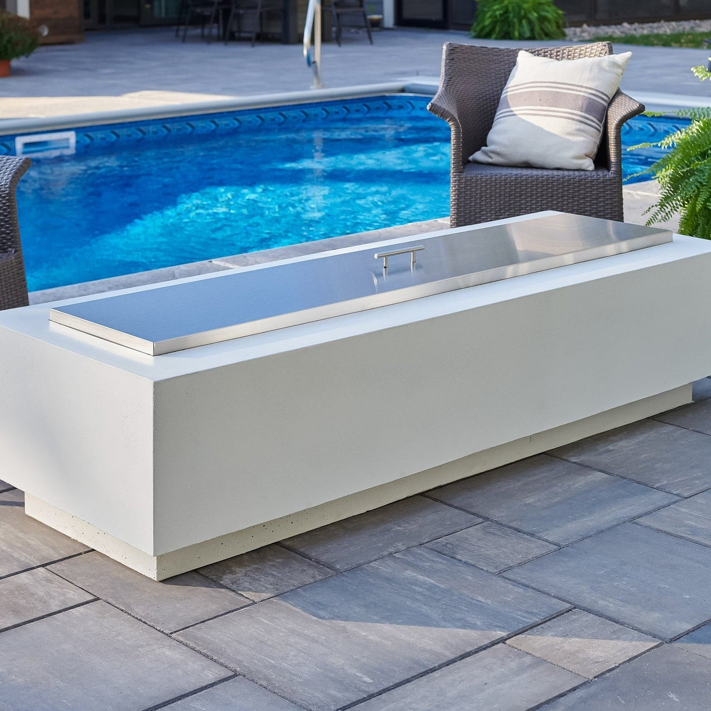 The Outdoor GreatRoom Company Cove 72" White Linear Gas Fire Table