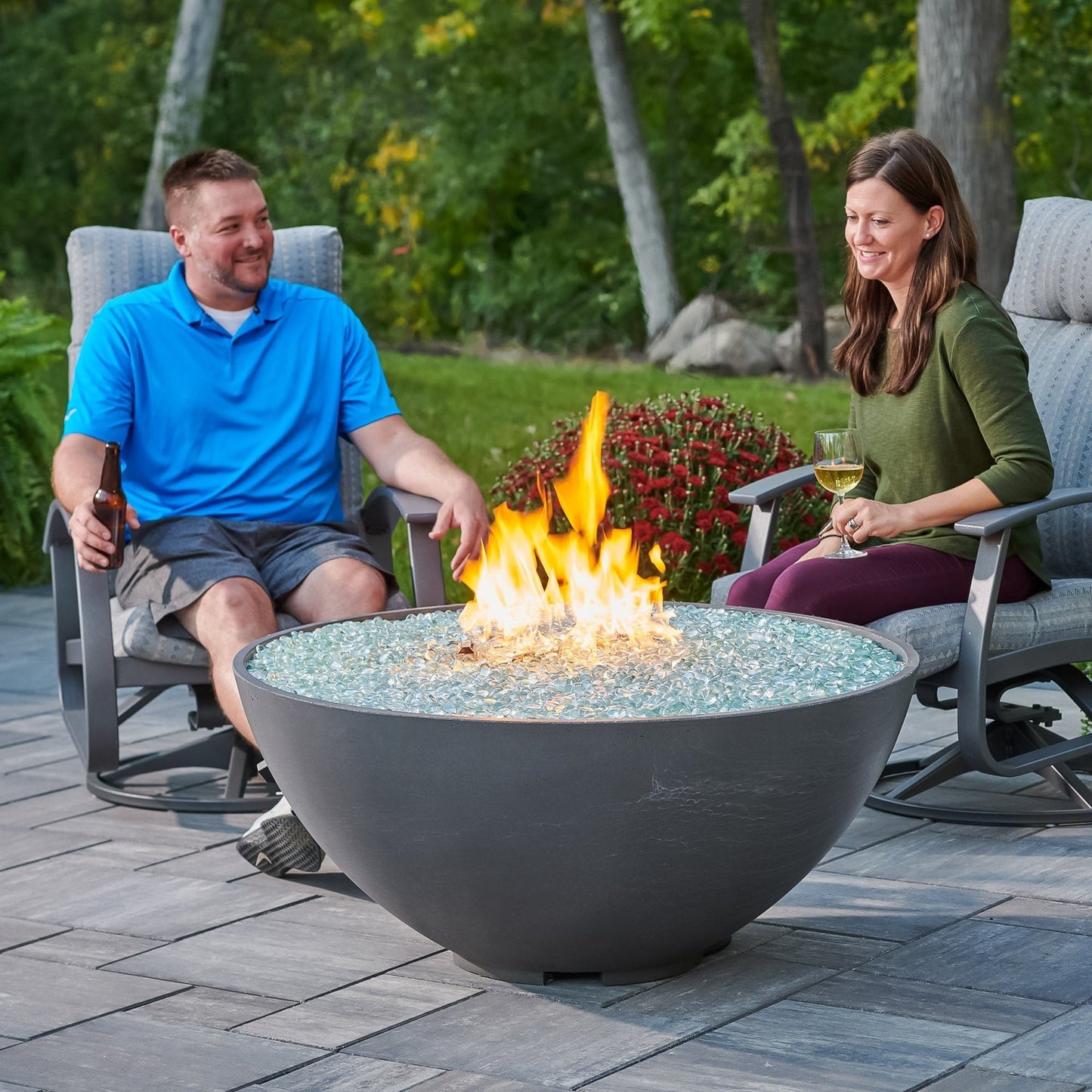 The Outdoor GreatRoom Company Cove Edge 42" Midnight Mist Gas Fire Pit Bowl