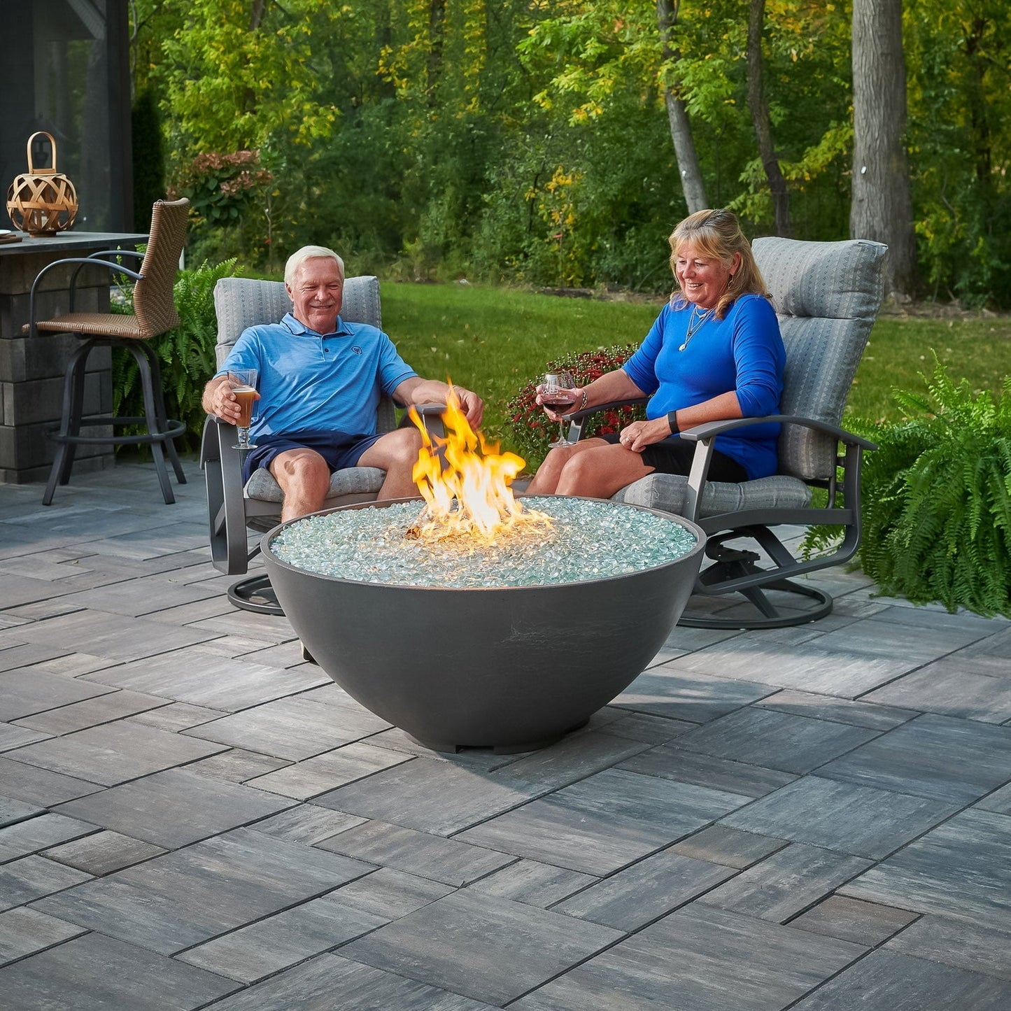 The Outdoor GreatRoom Company Cove Edge 42" Midnight Mist Gas Fire Pit Bowl